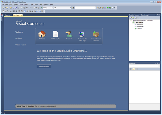 Visual Studio 2010 Welcome